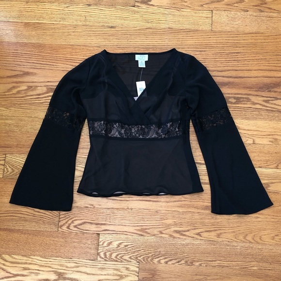 LOFT Tops - NWT Pretty Ann Taylor Loft Black Blouse w/Lace LOFT Tops - NWT Pretty Ann Taylor Loft Black Blouse w/Lace